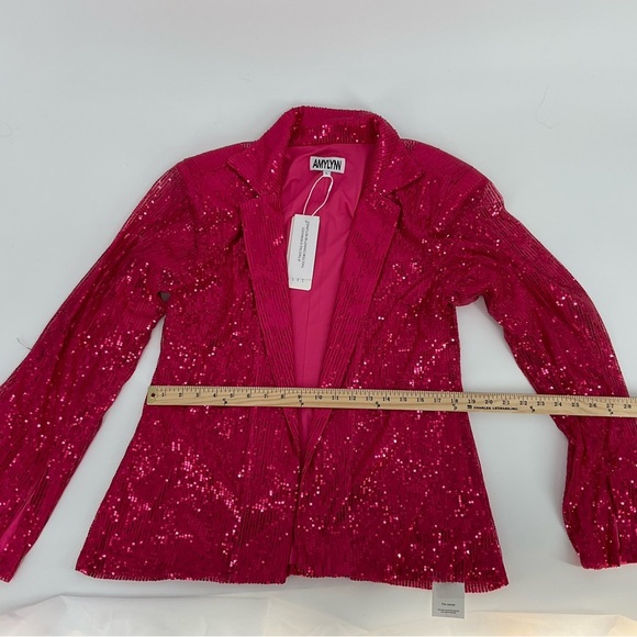 Amy Lynn Plunge Neck Sequin Blazer Size Large - Picture 14 of 14